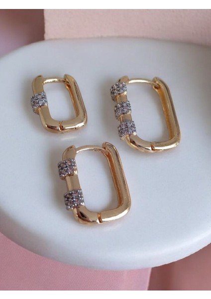 Özel Seri Premium Taşlı Geometrik Çelik Kararmaz Küpe