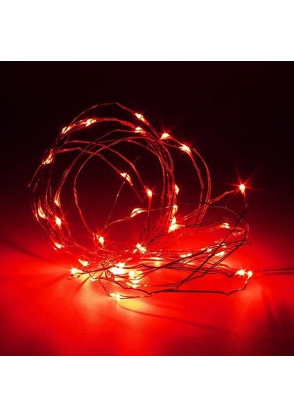 2 Metre Kırmızı LED Işık Kırmızı Yılbaşı Ağacı Işığı Noel Işığı Kırmızı Pilli LED Işık Red LED Light