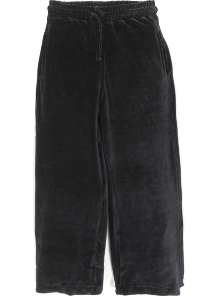 Wide Leg Palazzo Siyah Renk Kız Çocuk Bol Geniş Paça Kadife Pantolon 001-0002018
