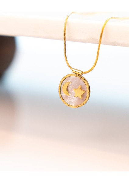 Ay Yıldız Çelik Kolye