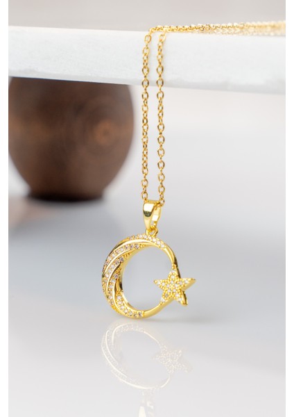 Ay Yıldız Çelik Kolye