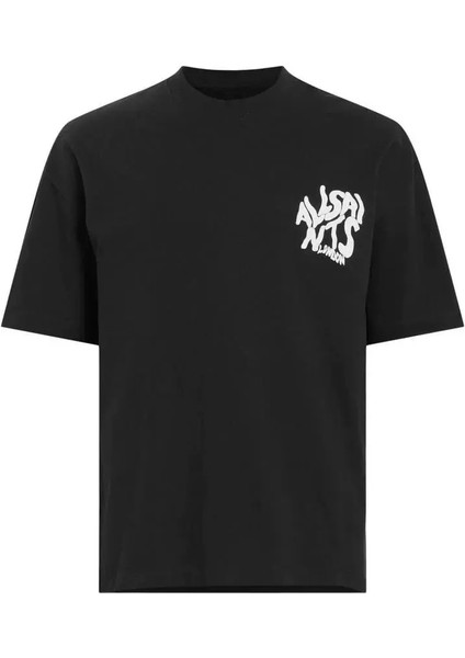 Erkek Baskılı Oversize T-Shirt - Siyah modelleri
