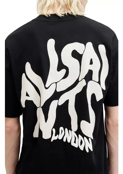 Erkek Baskılı Oversize T-Shirt - Siyah indirimleri