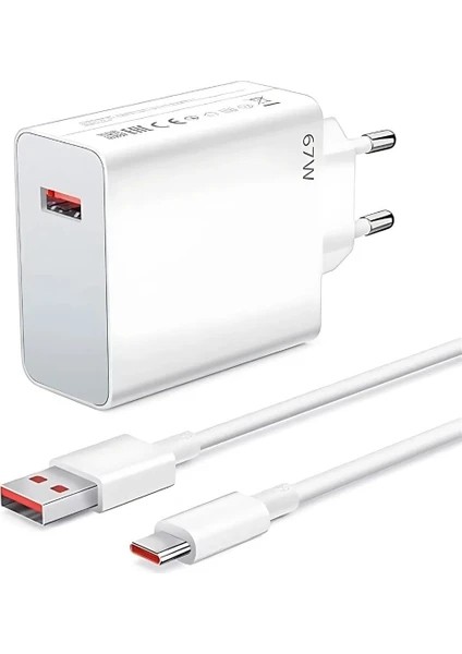 Honor Magic7 Lite Uyumlu Şarj Aleti Type-C 67W Hızlı Şarj (Supercharge) Adaptörü + Kablo