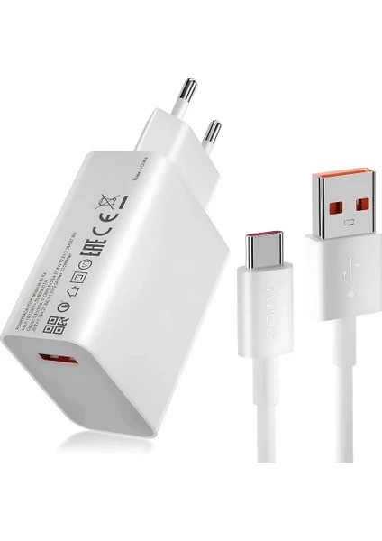 Honor Magic6 Lite Uyumlu Şarj Aleti Type-C 67W Hızlı Şarj (Supercharge) Adaptörü + Kablo
