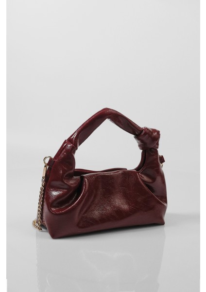 Kadın Bordo Mini Zincirli El ve Omuz Çantası
