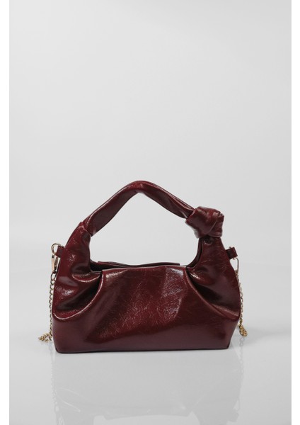 Kadın Bordo Mini Zincirli El ve Omuz Çantası