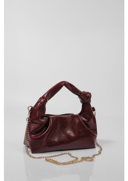 Kadın Bordo Mini Zincirli El ve Omuz Çantası