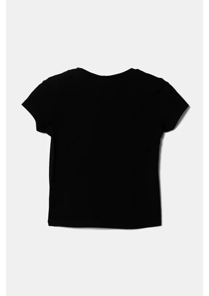 Kız Çocuk Siyah Simli Logo Baskılı T-Shirt fiyatları