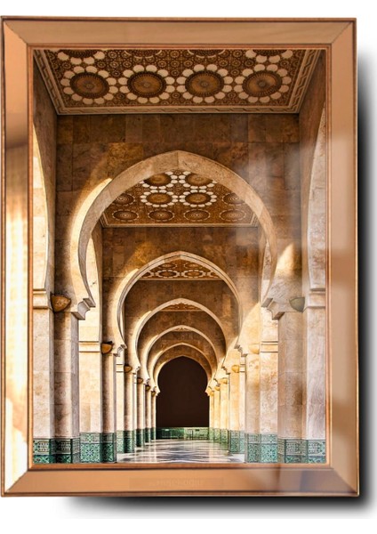Ayna Çerçeveli Cama Baskılı Dini Camii Cam Tablo modelleri