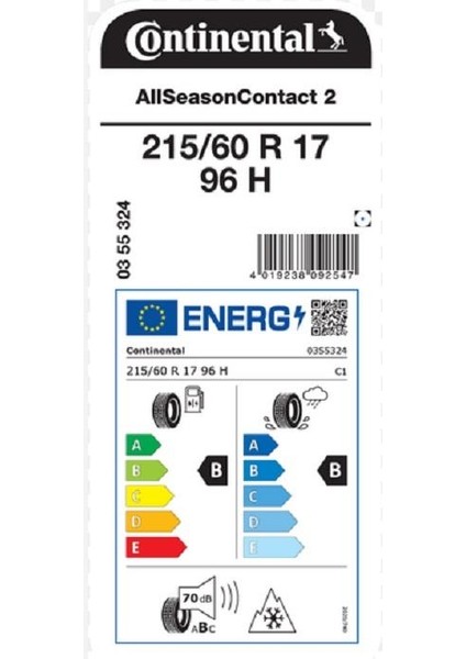 215/60 R17 96H Allseasoncontact 2 4 Mevsim Lastiği(Üretim Yılı : 2025)