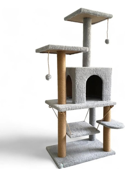 Y01 Salıncaklı Yuvalı Lüx Kedi Tırmalama Oyun Evi modelleri