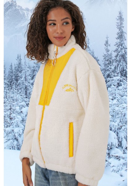 5194 Peluş Mont Ceket - Sarı