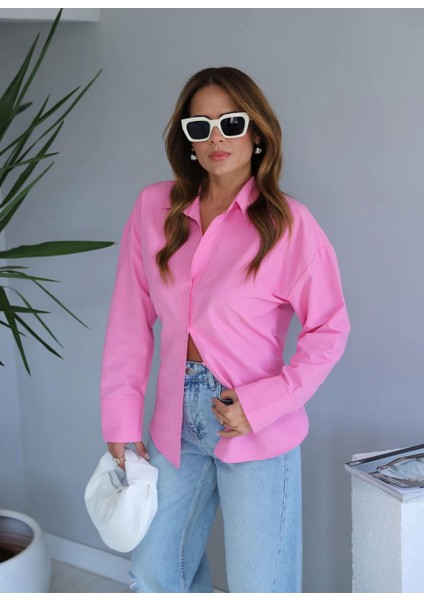 Pembe Kendinden Kuşak Detay Gömlek