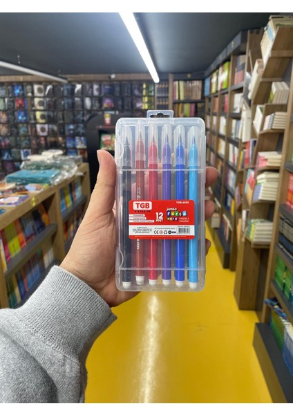 Keçeli Kalem Jumbo Fırça Uçlu 12 Li Şefaf Kutulu
