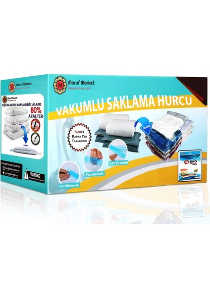 Marufmarket 4'lü Vakumlu Poşet Seti (2 Orta + 2 Büyük Boy) Vakumlu Torba, Vakumlu Hurç