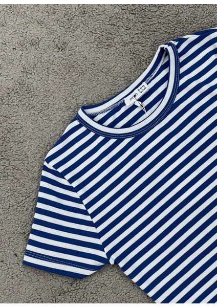 Mavi Çizgili Crop Tshirt fiyatları