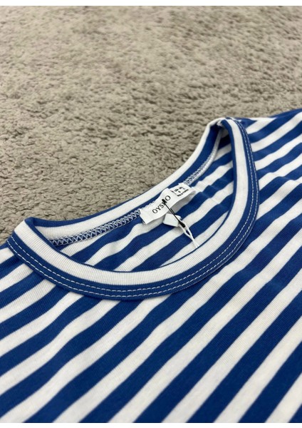 Mavi Çizgili Crop Tshirt modelleri