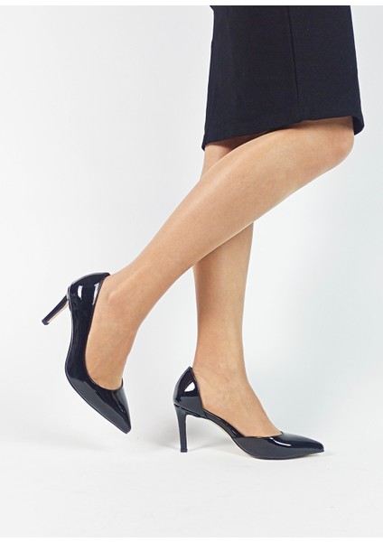 Siyah Renk Rugan Karnıyarık Ince Topuk Kadın Stiletto modelleri