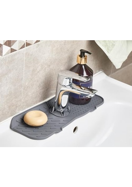 Musluk Emici Mat, Silikon Katlanabilir Musluk Sıçrama Koruması Lavabo Damlama Matı Su Tutucu Lavabo Matı Kurutma Matı Mutfak ve Banyo Için Lavabo Aksesuarları (2) modelleri