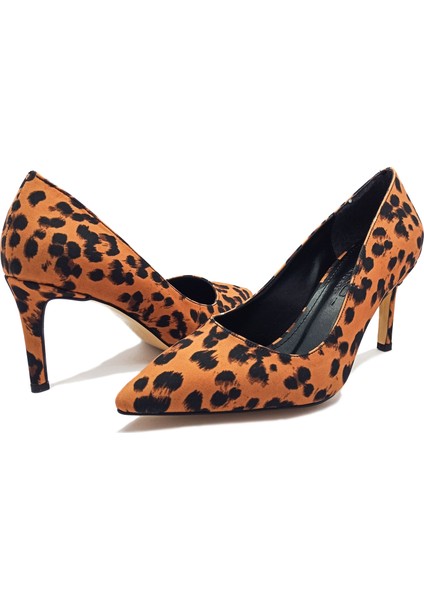 Leopar Desen Saten Ince Topuk Kadın Stiletto indirimleri