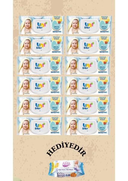 Aktif Sensitive Islak Mendil 90'lı 12 Paket 1080 Yaprak