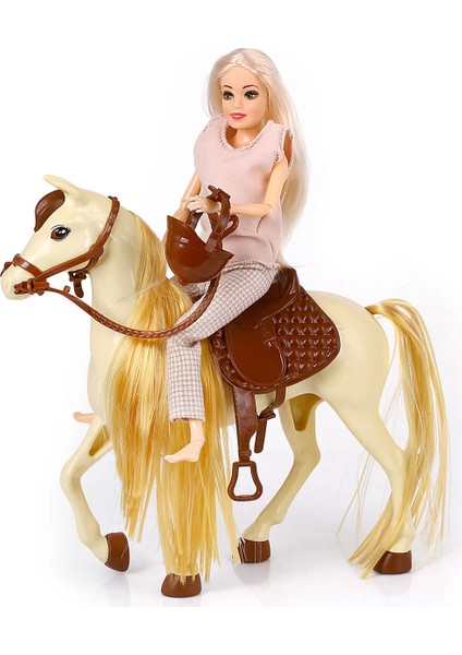 Jasmine Atlı Bebek Bej - Kahve 28 cm