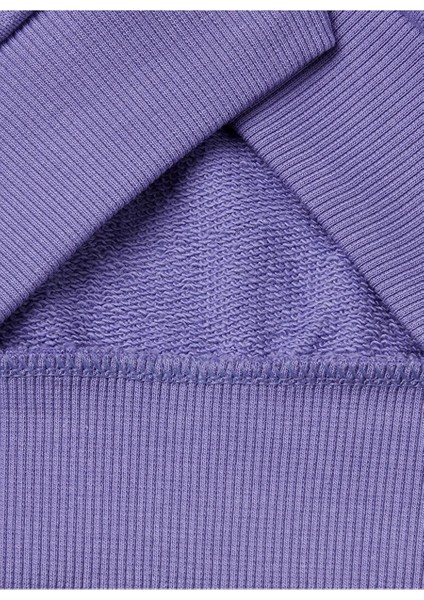Kız Çocuk Mor Simli Benetton Logo Işlemeli Fermuarlı Sweatshirt fiyatları