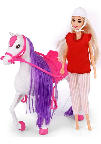 Jasmine Atlı Bebek Beyaz - Pembe 28 cm