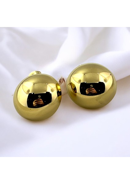 Trend Yuvarlak Gold Vintage Küpe