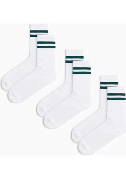 3'lü Havlu Taban (Tabanı Kalın) Dikişsiz Boğazı Lastik Örgülü Triko Tenis Çorabı