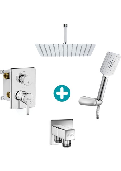 Eca Mina Ankastre Gömme Banyo Bataryası Duş Seti Tüm Parçalar Dahil 40X40