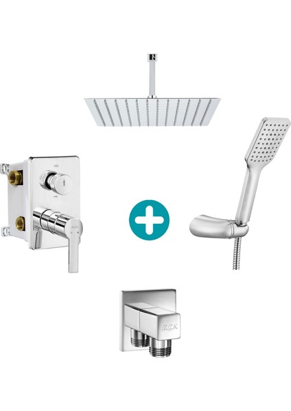 Eca Delta Ankastre Gömme Banyo Bataryası Duş Seti Tüm Parçalar Dahil 40X40