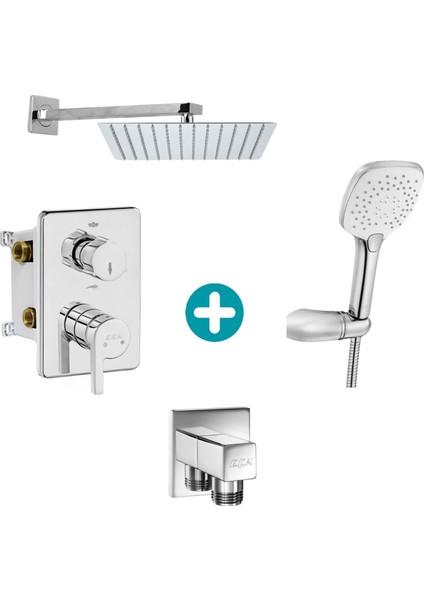 Eca Icon Ankastre Gömme Banyo Bataryası Duş Seti Tüm Parçalar Dahil 25X25