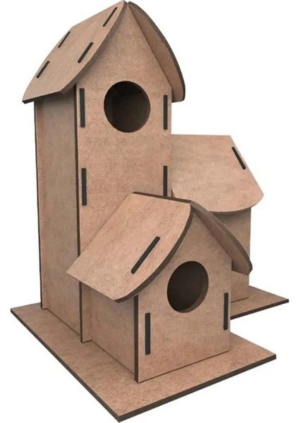 Maket Boyanabilir Kuş Evi Boyama Maketi Naturel Ahşap Boyama Bırd House 6 Renk Akrilik Boya Fırça modelleri