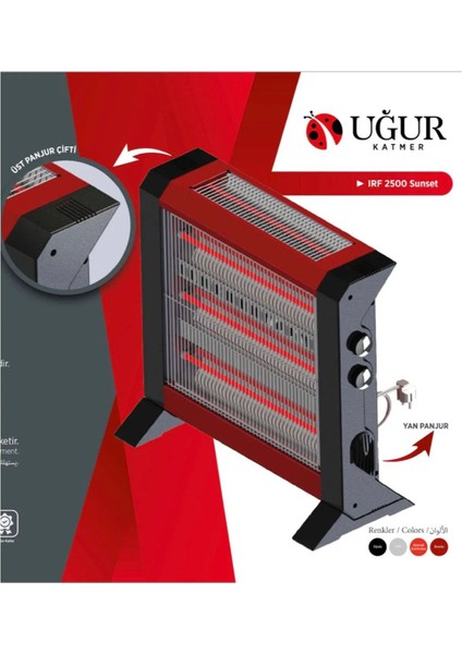 Elektrikli Isıtıcı Soba 3 Çubuklu Isıtıcı 1950W Slim Sunset