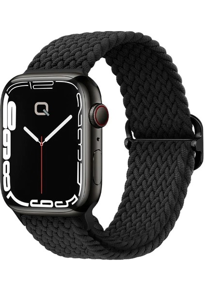 Apple Watch Series SE/11/10/9/8/7/6/5/4/3 ile Uyumlu 42mm-41mm-40mm-38mm Ayarlanabilir Tokalı Örgü Kordon Siyah