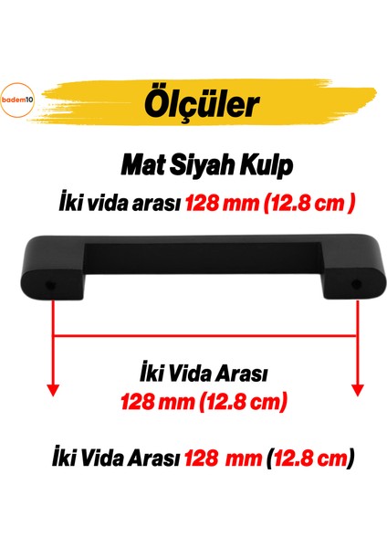 Uhud Kulp 128 mm Siyah Metal Mutfak Mobilya Çekmece Mutfak Dolap Dolabı Kulpları Kapak Kulbu 12.8 cm fiyatları