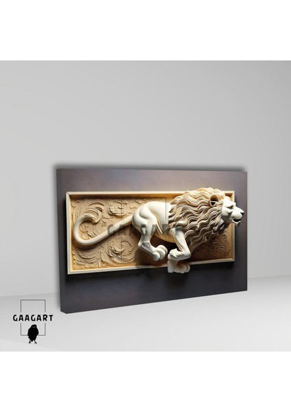 Tekli Yatay Kanvas Duvar Tablosu Sanatsal Koşan Aslan fiyatları