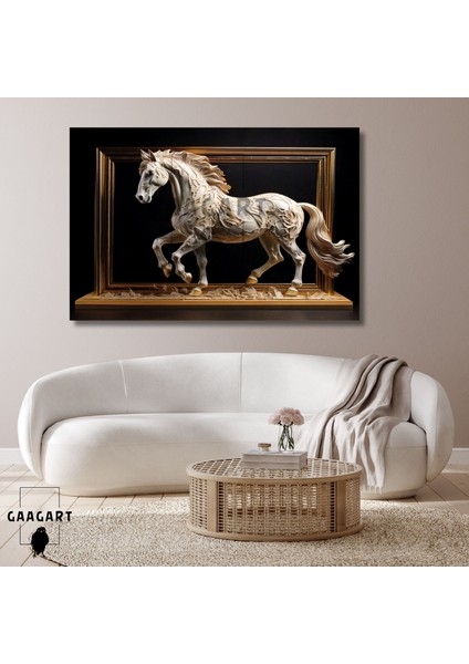Tekli Yatay Kanvas Duvar Tablosu Şık At Görseli