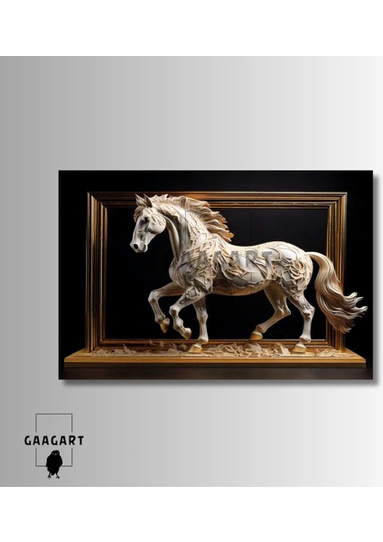 Tekli Yatay Kanvas Duvar Tablosu Şık At Görseli modelleri