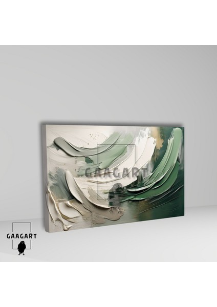 Tekli Yatay Kanvas Duvar Tablosu Yeşil Soyut Fırça Darbeleri fiyatları