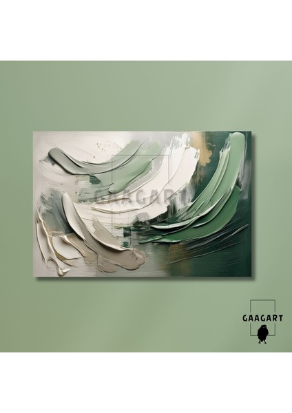 Tekli Yatay Kanvas Duvar Tablosu Yeşil Soyut Fırça Darbeleri modelleri