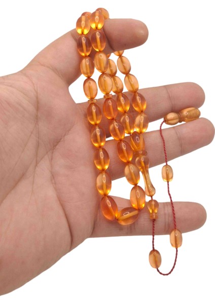 Turuncu Badem Kesim Ateş Kehribar Tesbih