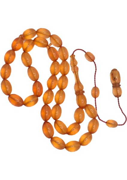 Turuncu Badem Kesim Ateş Kehribar Tesbih modelleri