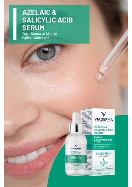 Azelaik ve Salisilik Asit Serum Karşıtı Yağlı Eğilimli Cilt Tipleri Için Yüz Serumu 30 ml
