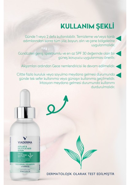 Azelaik ve Salisilik Asit Serum Karşıtı Yağlı Eğilimli Cilt Tipleri Için Yüz Serumu 30 ml fırsatları