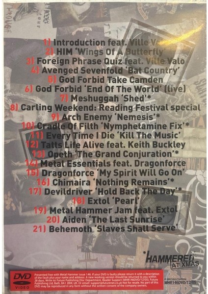 Dikkat DVD Metal Hammer Tv Hım Avenged Sevenfold God Forbid Arch Enemy Cradle Of Filth Opeth DVD