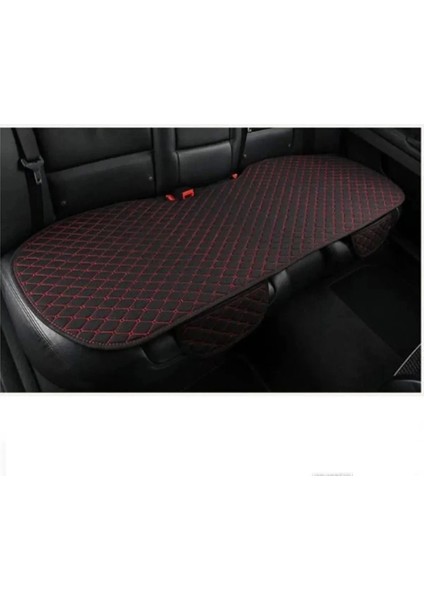 Araba Koltuk Minderi Ön-Arka Takım 3 Parca Terletmez Kumaş Minder Siyah Kumaş-Kırmızı Dikiş fiyatları