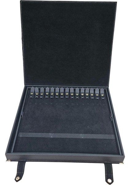 30 Lu Tesbih Kutusu ve Çantası (Çıtçıtlı) Süet 34X38 cm Siyah
